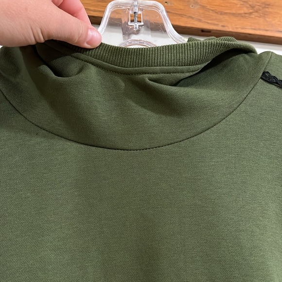 Jason Wu - L, Green Hoodie Sweatshirt, w/ black lace piping - Picture 4 of 8